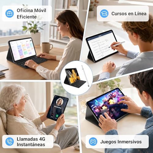 TABWEE Tablet 12 Inch with Keyboard and Pencil, 48GB+256GB, 10000mAh | Gaming Tablet, 1600 x 2400 FHD+, Widevine L1, 16 MP+8 MP, Gemini AI, Face ID, Tablet with Sim Card (4 Year Warranty)