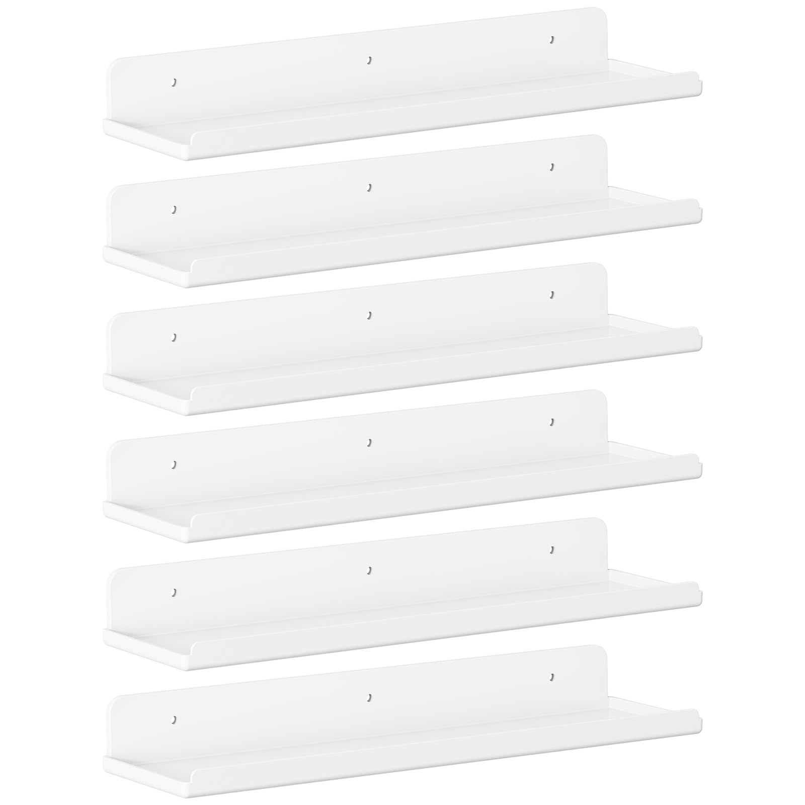 Photo 1 of Lifewit Floating Shelves for Wall, 6 Pack White Acrylic Shelf 15" Room Decor for Bookcase/Vinyl Record Display/Photo/Picture in Bedroom, Living Room, Bathroom, Kitchen Storage and Organization