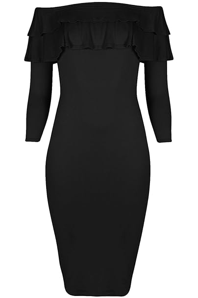 frill bodycon midi dress