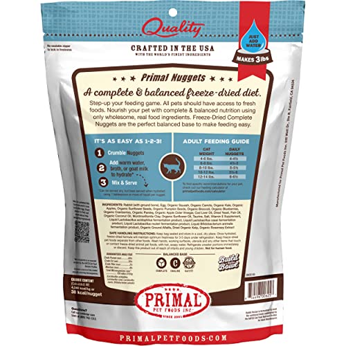 Primal Freeze Dried Cat Food Nuggets Rabbit, Complete & Balanced Scoop