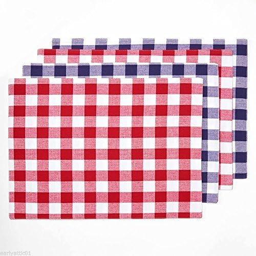 Americana Patriotic BBQ 4-pc. Reversible Gingham Placemat Set Red White and Blue