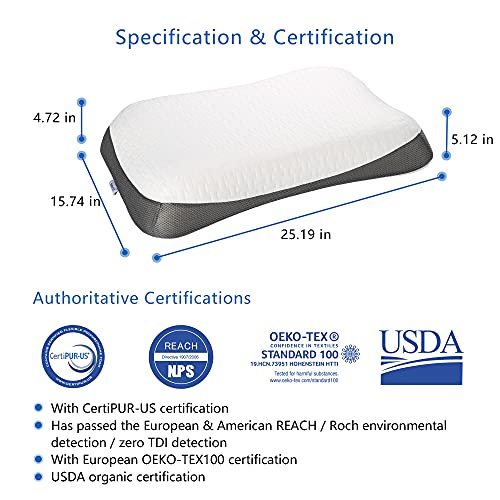 Yamerid Cervical Memory Foam Pillow for Neck Pain, Adjustable Contour