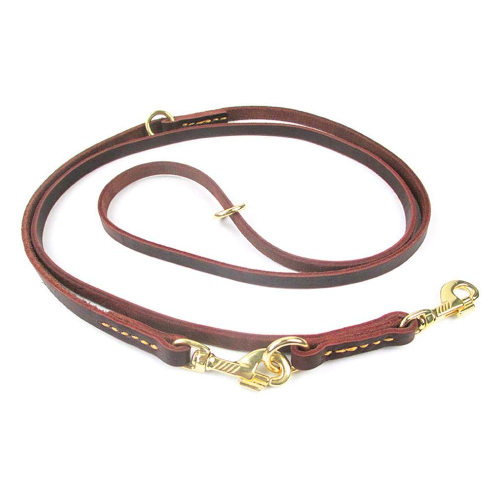 2pcs Dog Leather Rope Leash Brown Comfortable Soft Durable Anti-Loss Pet Collar