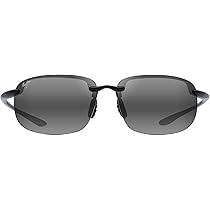 Maui Jim Hookipa XLarge Óculos de sol ovais, Preto brilhante/cinza