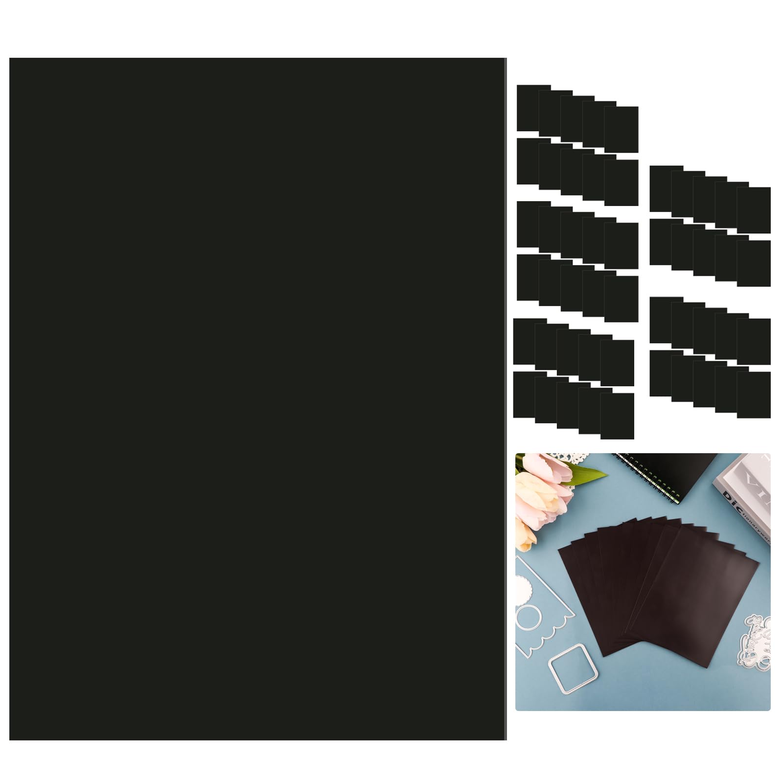 Briartw 50 Sheets 6.9x5" 0.3mm Thick Single Sided Magnetic Sheets Flexible Rubber Sheets for Metal Dies Storage and Organize Scrapbooking Tool Craft Supplies Rubber Magnetic Sheets Set