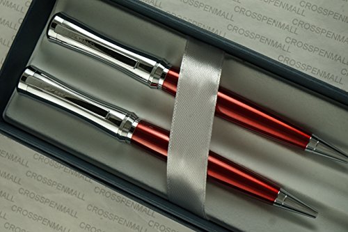 Cross Compact Parasol Curves with Extremely Polished Chrome Appointment and Red Lacquer Barrel Ball-point Pen and 0.9mm Continuous Twist Pencil Set - Thumbnail 2