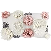 KINGROSE 3D Flower Throw Pillow Cover Decorative Accent Pillow Case Floral Cushion Cover Sofa Bed Living Room Home Decor 12 x 20 Inches Pink