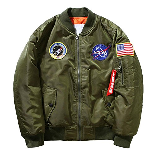Hzcx Fashion men's classic usa flag badge light weight flight bomber jackets 2016092802-108-89005GR-US S(36) TAG M