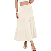 YSYOKOW Women's Boho Maxi Skirt with Pockets - Elastic High Waist Flowy Tiered A-Line Long Skirts for Summer Vacation 2026