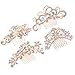 Frcolor Crystal Rhinestone Comb, 4pcs Bridal Pearl Flower Hair Pins Hair Clips for Wedding Party