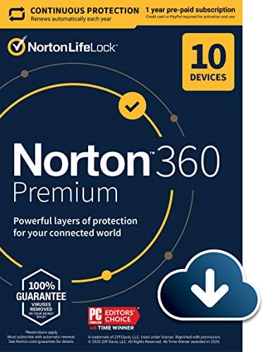 Amazon Com Norton 360 Premium 2021 Antivirus Software For 10 Devices With Auto Renewal Includes Vpn Pc Cloud Backup Dark Web Monitoring Powered By Lifelock Download Software