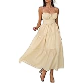 Sumleno Summer Spring Dresses for Women 2026 Corset Spaghetti Strap Flowy Maxi Dress Vacation Beach Wedding Guest Outfits
