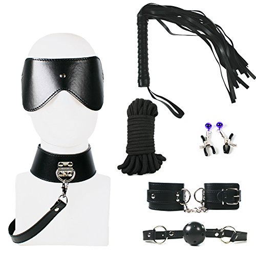 Sex Bondage Kit – Restraints, Wrist/Ankle Cuffs, Whip & More Erotic Adult Toys