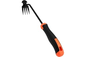 Koiernr Weed Puller Tool, 2024 Enhanced Weed Remover Tool, 4 Teethes Dual Purpose Manual Weeders Tool Weed Puller for Garden (Black+Orange 1pcs)