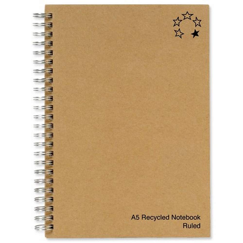 5 Star Notebook Wirebound Hard Cover Recycled 80gsm A5 Manilla [Pack of 5]