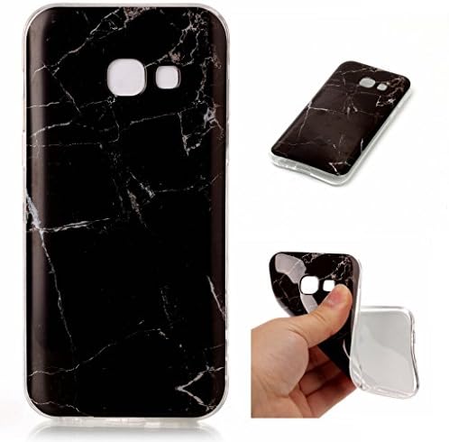 For Samsung Galaxy A5 2017 Case [With Tempered Glass Screen Protector],Metatze Slim TPU Flexible Shockproof Anti-Scratch TPU Bumper Protective Case for Samsung Galaxy A5 2017 - Marble Black