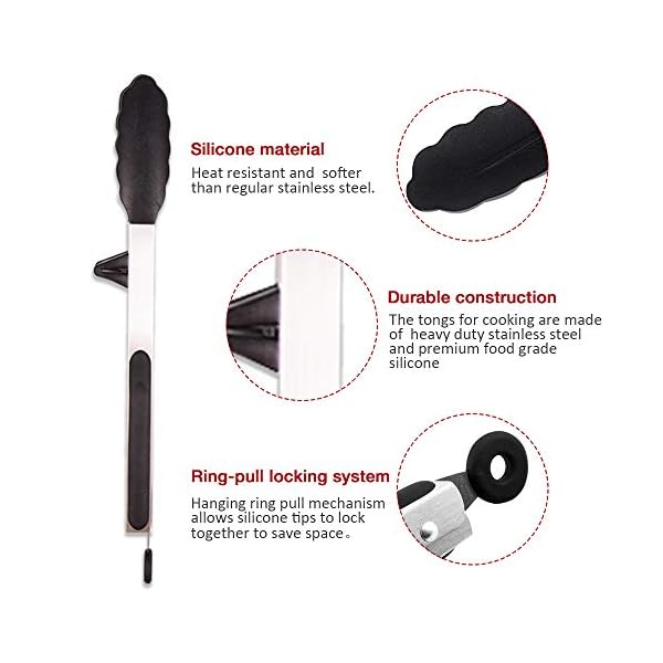 Kitchen-Tongs-with-Resting-Gadget-32cm-Spatula-Tong-33cm-Stainless-Steel-Non-Stick-Basic-Cooking-Tong-Suitable-for-Baking-Frying-Serving Kitchen Tongs with Resting Gadget, 12 Inch Spatula Tong, Stainless Steel Non-Stick Basic Cooking Tong, Suitable for…