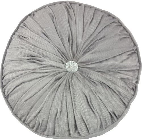 Panache Home Plush Round Filled Cushion with Diamante Button Silver