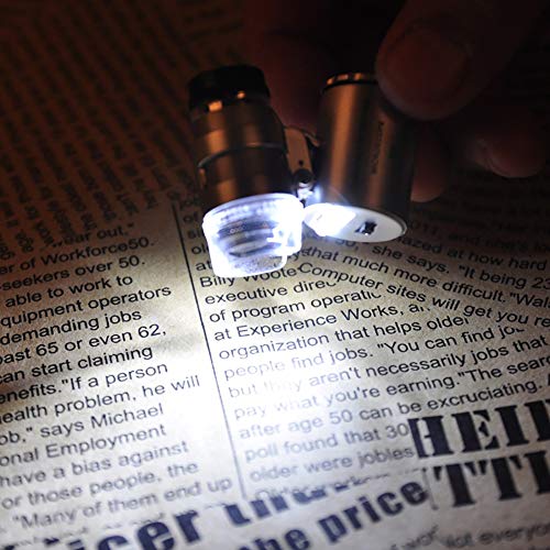 Microscopes & Endoscope,Maserfaliw Magnifier,Beileshi Portable 60X Microscope LED Lamp Magnifier Pocket Magnifying Glass - Thumbnail 2