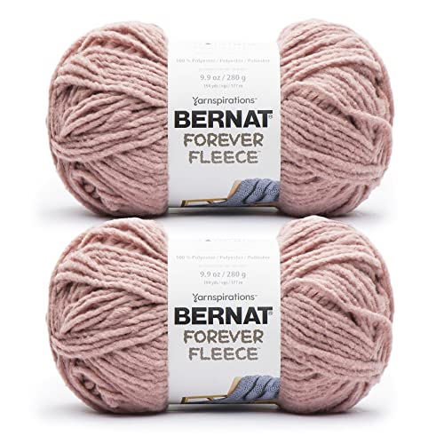 Bernat Forever Fleece Rose Hip Yarn - 2 Pack of 280g/9.9oz - Polyester - 6 Super Bulky - 194 Yards - Knitting, Crocheting & Crafts