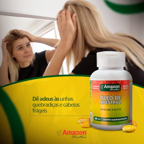 Kit 2 Óleo de Avestruz 750mg – Ômegas 3-6-7-9 + Vitaminas A, D3, K2 e B – 60 Cáps - Amazon Struthio