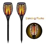 Solar Pathway Lights Outdoor Decor, Maxchange 96 LEDs Waterproof Landscape Lighting Led Solar Tiki Torch Lights for Garden Yard Walkway Patio [2 Pack] [Dancing Flame][Auto On/Off]