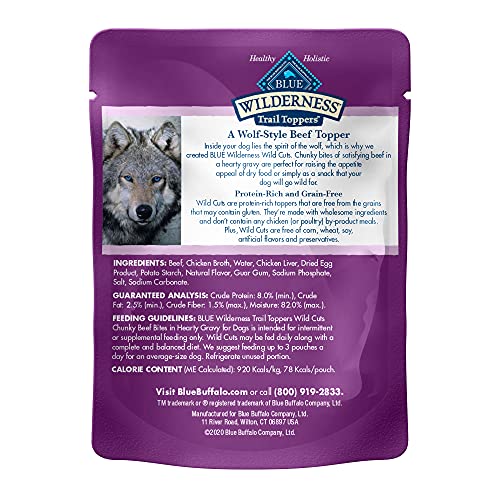 Blue Buffalo Wilderness Trail Toppers Chunky Beef Bites Dog Food, 24 By