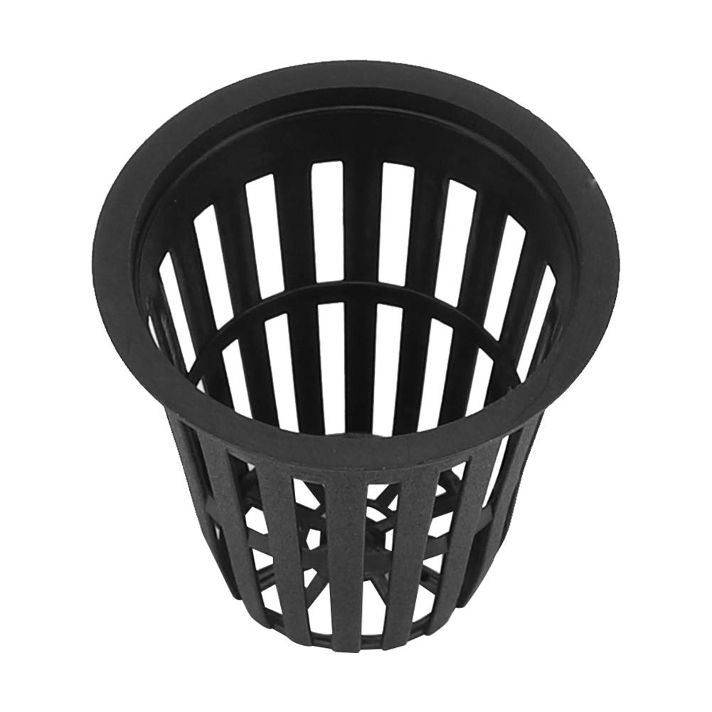 Wifehelper Hydroponic Basket, 10pcs/Set Bucket Basket Lid Garden Plastic Net Cups Pots Hydroponic Basket Cup Plant Net Pot for Hydroponics Garden Containers(Black)