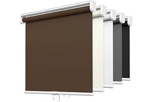 LazBlinds No Tools No Drill Cordless Roller Shades, 100% Blackout Roller Blinds for Windows, Thermal Insulated UV Protection Waterproof Roll Up Window Blinds and Shades, 20'' W x 72'' H, Brown