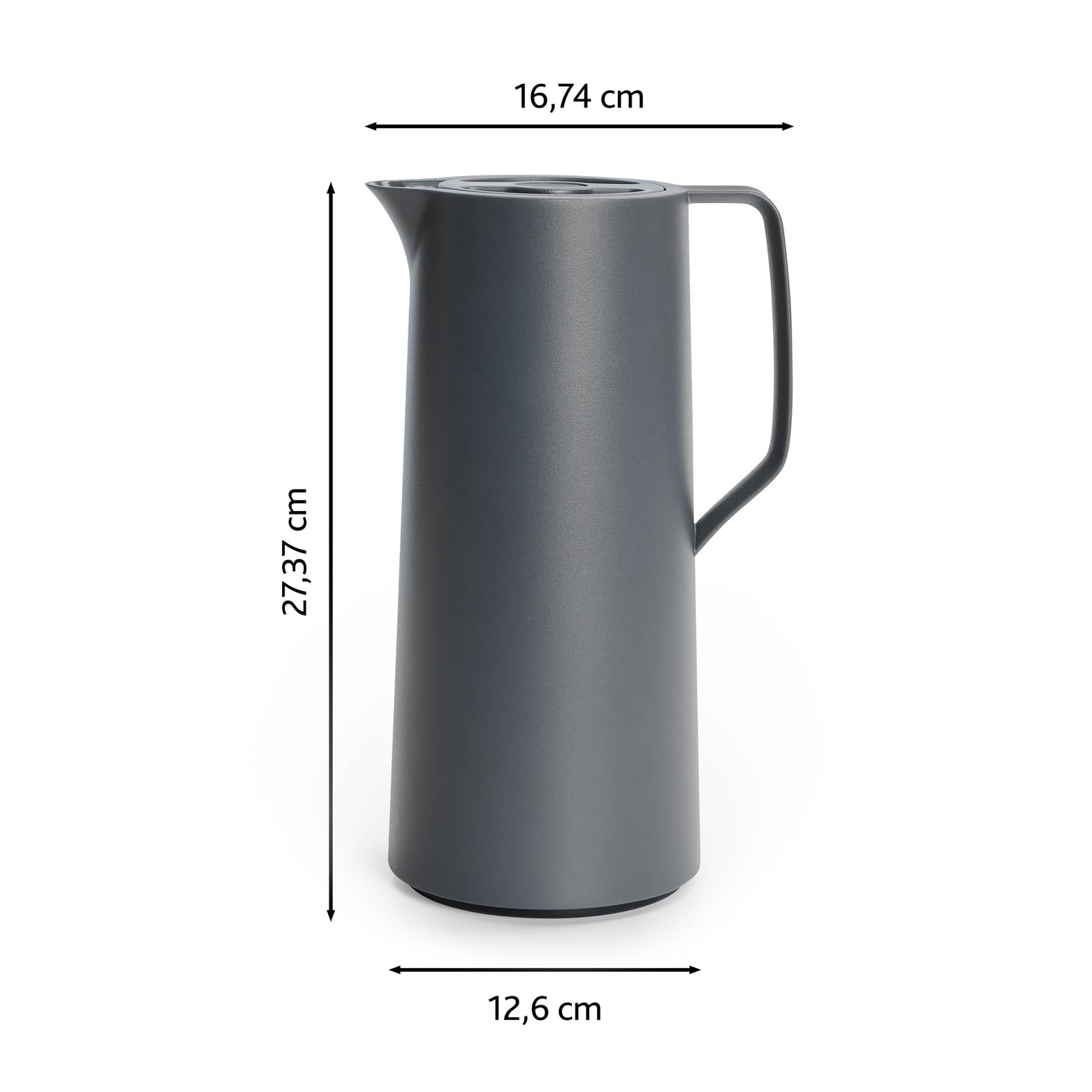 Emsa Motiva Thermoskanne 1l, Isolierkanne mit Quick-Press-Verschluss, 12h heiß, 24h kalt, Glaskolben, Made in Germany, Teekanne Thermo, Nordisches Design, anthrazit, N41701 9