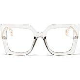 AIEYEZO Oversized Blue Light Glasses for Women, Anti Fatigue Prevent Headache Computer Eyeglasses