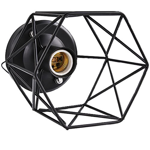 Vintage Ceiling Light, MKLOT Ecopower Industrial Style Square Semi Flush Mount Ceiling Lighting Lamp Fixture 5.91" Wide with Cage in Black