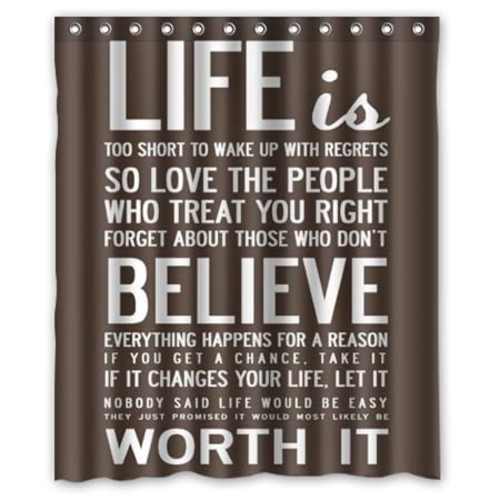 Life Is Too Short Quotes Waterproof Shower Curtains Shower Rings