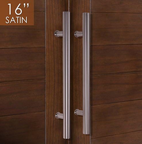 Pull Push 16 inches Handles for Entrance Entry Front Door, Interior and Exterior, Satin Finish, Storefront Door, Commercial Entry Gate and Office Door, Ladder Style.