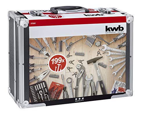 kwb Werkzeugkoffer aus robustem Aluminium inkl. 199-tlg. hochwertigem Werkzeug-Set als perfekte Grundausstattung für den…