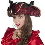 AmscanRed Lace Pirate's Hat - Women Size, 1 Pc