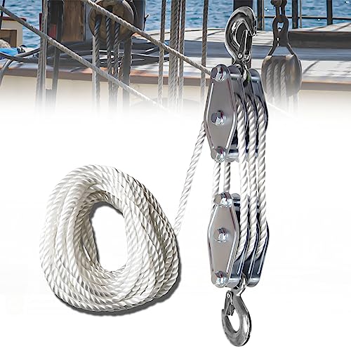 FITHOIST Block and Tackle 1100 lbs, 2200 LBS Breaking Strength Heavy