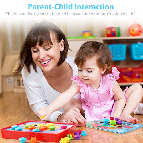 Button Art Toys for Toddlers, Geekper Color Matching Mosaic Pegboard