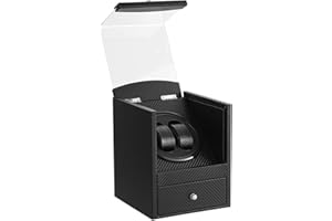 KOKTOHAY Automatic Single Watch Winder with Quiet Japanese Motor,AC Adapter or Battery Powered,Premium Leather Exterior and Soft Flexible Watch Pillows for Men's and Women's Watch