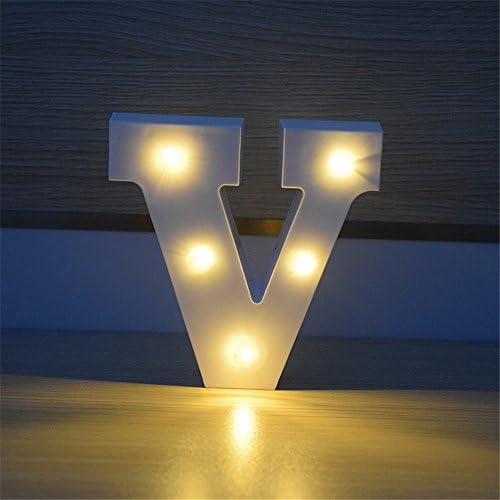 Plastic LED Letter Household Decor Letter Up Height 15 cm/6 inch Alphabet Light Up Sign For Festival Party Wedding Holiday Home Bedroom Decor With 2 X AA Batteries Operated (Letter V)