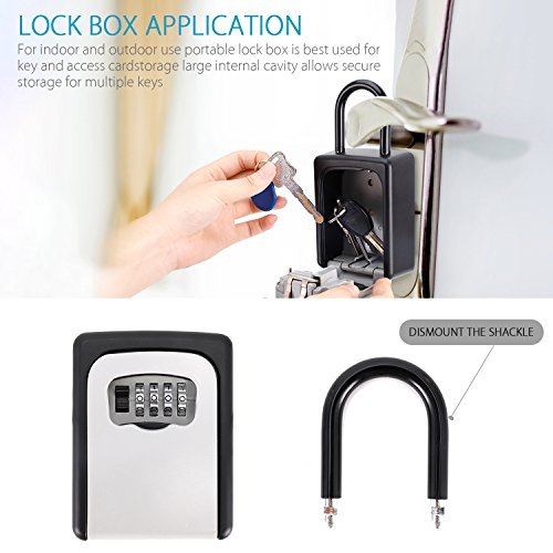 image for Naouis 5 Key Lock Box, Car Key Lock Box with 4- Digit Combination Lock