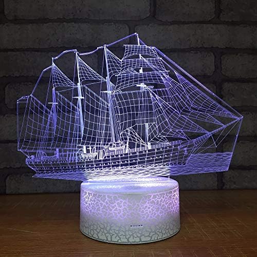 Dtcrzjxh Creative Boat Led 3D Small Night Lights New Strange Stripe Decorative Personality 3D Light USB Led Kids Lamp [Energy Class A+++]