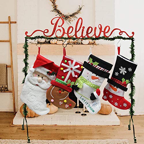 FORUP Believe Christmas Stocking Holder Stand Hangers (The Best Christmas Stockings)