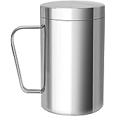 Beatcreat Stainless Steel Double Coffee Mug,16.5oz/500ml Tea Mug with Lid and Handle,Camping and Traveling Coffee Mug, 100% BPA Free,For Coffee, Tea,Juice,Milk, Hot and Cold Drinks (1 pc)