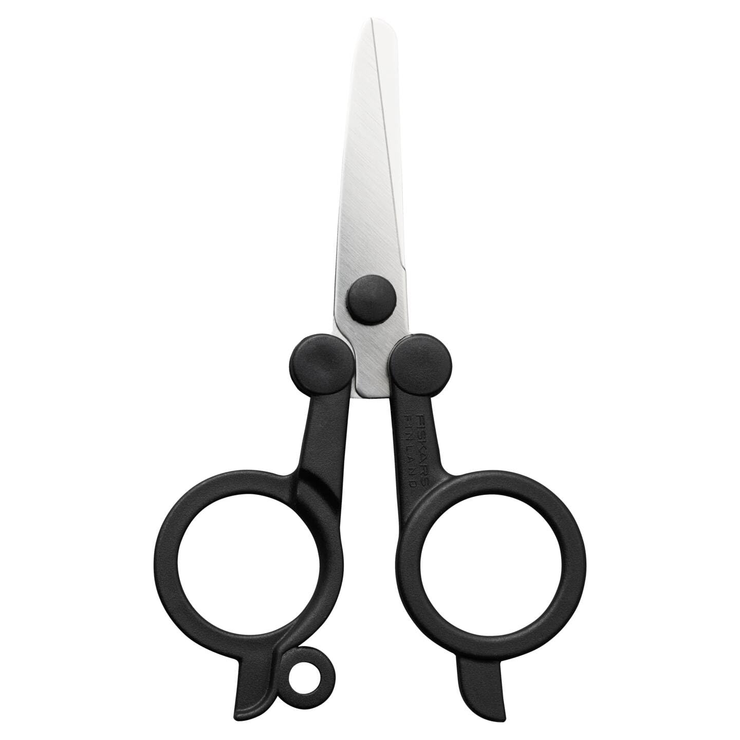 Fiskars ReNew folding travel scissors, length: 11 cm, recycled stainless steel/recycled plastic, functional shape, black, 1075352