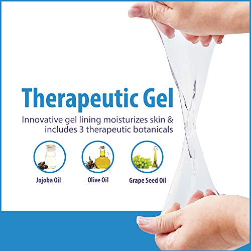 Experience the ultimate spa treatment for your feet with NatraCure Gel Moisturizing Gel Socks. Made with an innovative gel lining that releases essential oils and botanicals, these socks offer a relaxing lavender scent and a softening effect on your skin. The one size fits most design is made with medical-grade gel that's dermatologist tested and hypoallergenic. These socks are washable and reusable, making them practical and eco-friendly. The socks help to treat dry, cracked heels, calluses, damaged cuticles, eczema, and dry skin of every sort on your feet. Moreover, for better results, wear moisturizing socks while you sleep regularly. These moisturizing socks provide spa-like comfort and convenience that you can enjoy in the comfort of your home. Description by ChatGPT.