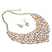 Yuhuan Women's Luxury Rhinestone Statement Necklace Earrings Gold Wedding Costume Jewelry Set