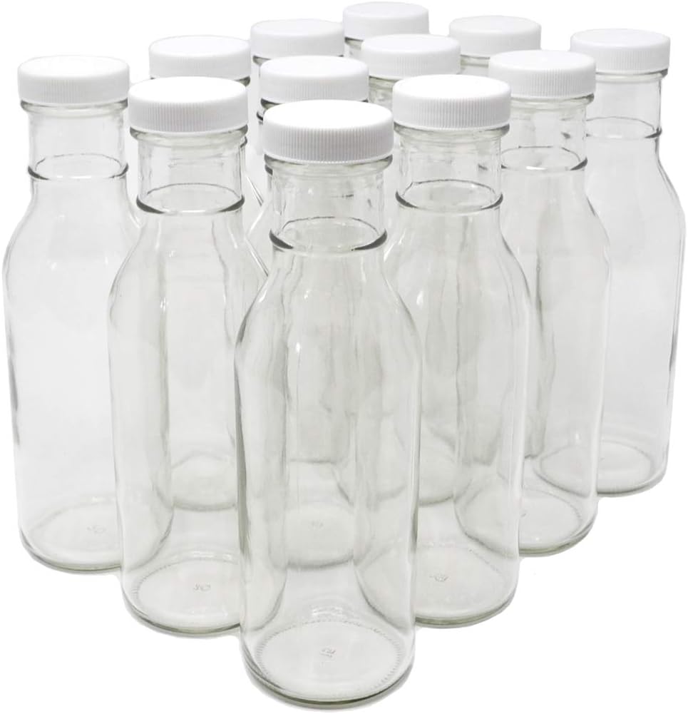 Clear Glass Beverage/Sauce Bottles, 12 Oz Case of 12 Glassware