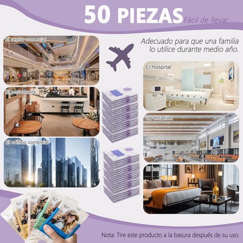 KFBGKKF 50 Piezas Tapas de Inodoro Desechables, Fundas de Toilet Seat Cover Desechables, Más Grande, para Viajes, Más Grueso e Impermeable, Paquete Individual para Viajes, Baños Públicos (50)