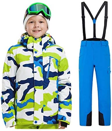 Kids Hooded Thicken ski snow suit Outdoor Ski Sports 2Pcs Ski Suits